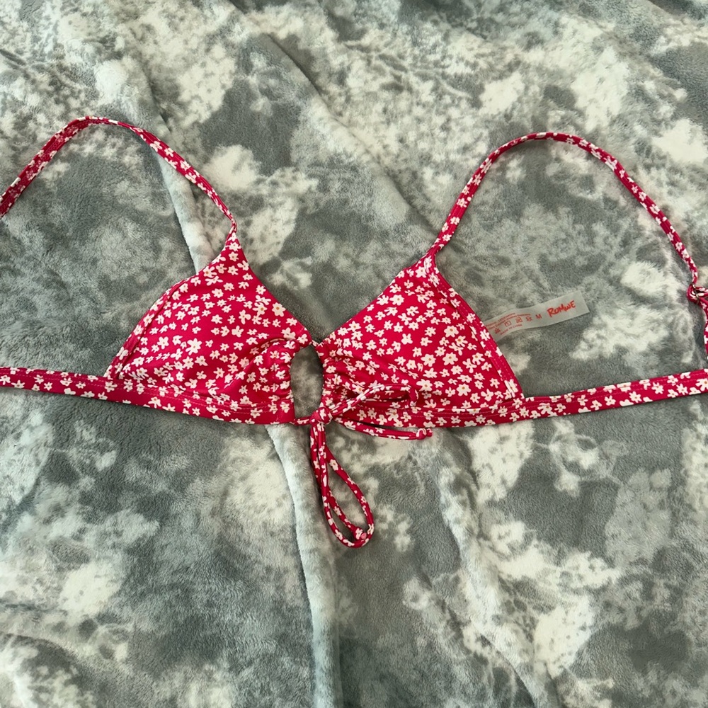 Romwe Pink & White Bikini Top